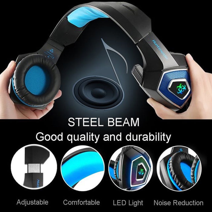 Auriculares para juegos con control de cable luminoso colorido RGB de 3,5 mm V1, longitud del cable: 2,2 m