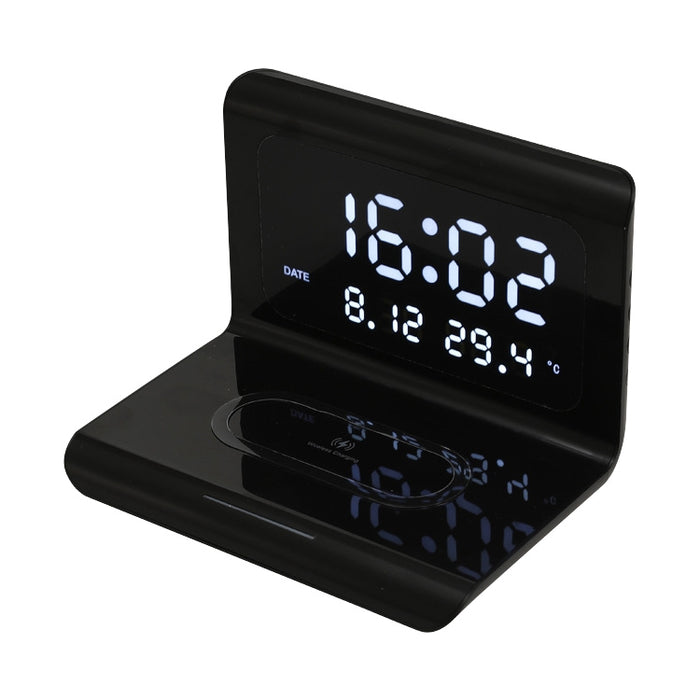 Cargador inalámbrico multifunción Universal para teléfono móvil QI de 10W con despertador y pantalla de hora/calendario/temperatura