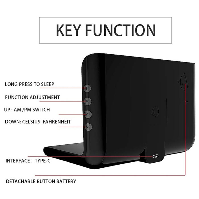 Cargador inalámbrico multifunción Universal para teléfono móvil QI de 10W con despertador y pantalla de hora/calendario/temperatura