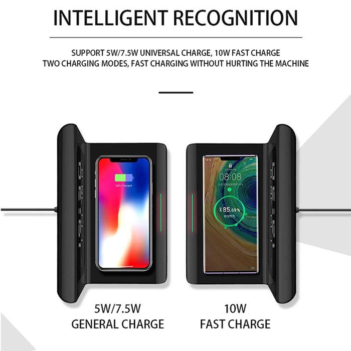 Cargador inalámbrico multifunción Universal para teléfono móvil QI de 10W con despertador y pantalla de hora/calendario/temperatura