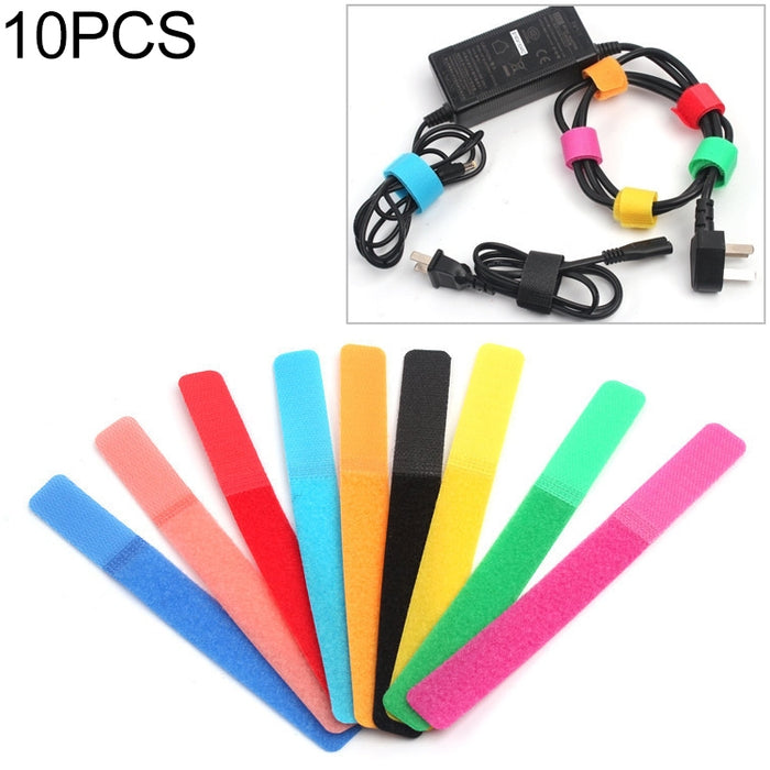 Tira de cierre de gancho y bucle para cable de alimentación de color caramelo de 10 piezas, entrega de color aleatorio