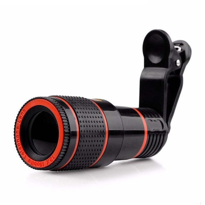 2 PCS 12X Teleobjetivo Telescopio Cámara Zoom Teléfono móvil Lente externa