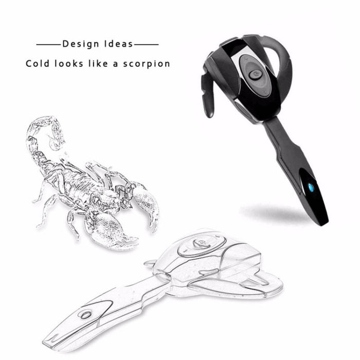 PS3 Bluetooth 5.0 Scorpion Oreja colgante unilateral Auricular Bluetooth Auricular con agujero negro
