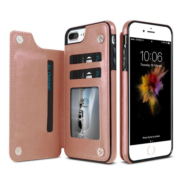 Para iPhone XR Funda de cuero retro PU Funda para teléfono con múltiples tarjeteros