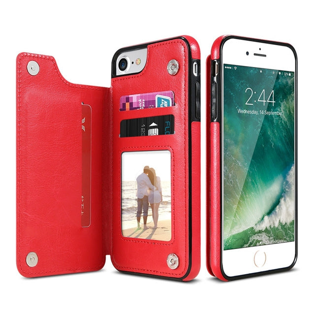 Funda de cuero retro de PU con múltiples tarjeteros para iPhone 6 Plus y 6s Plus