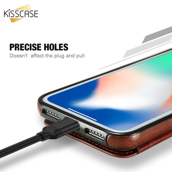 Para iPhone XS Funda de cuero retro PU Fundas para teléfonos con múltiples tarjeteros