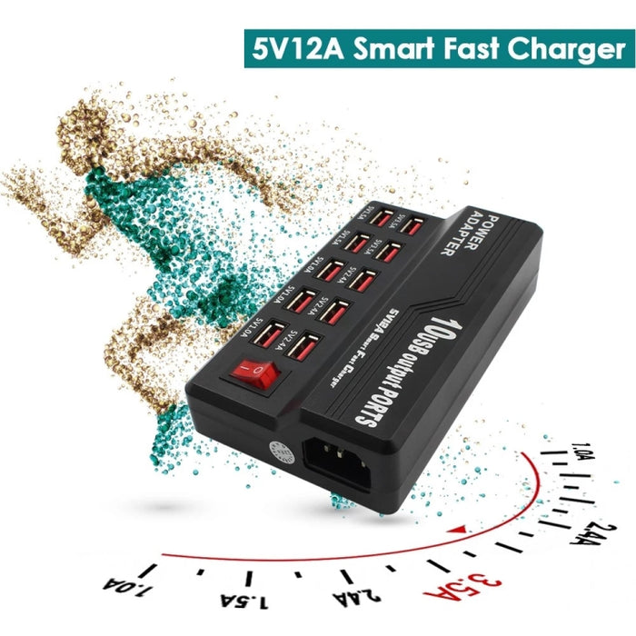 Interfaz USB de 100-240 V Cargador electrónico digital de carga rápida inteligente Cargador multifuncional, enchufe de EE. UU.