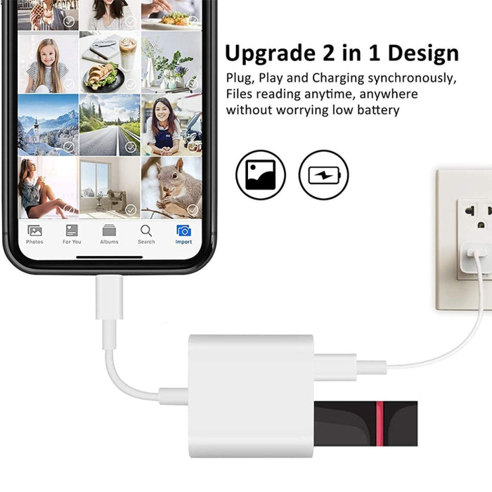 Adaptador OTG de interfaz de 8 pines a USB2.0+8 pines, compatible con sistema IOS 13