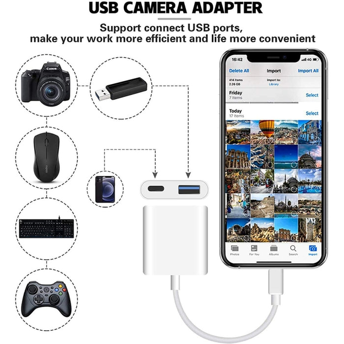 Adaptador OTG de interfaz de 8 pines a USB2.0+8 pines, compatible con sistema IOS 13