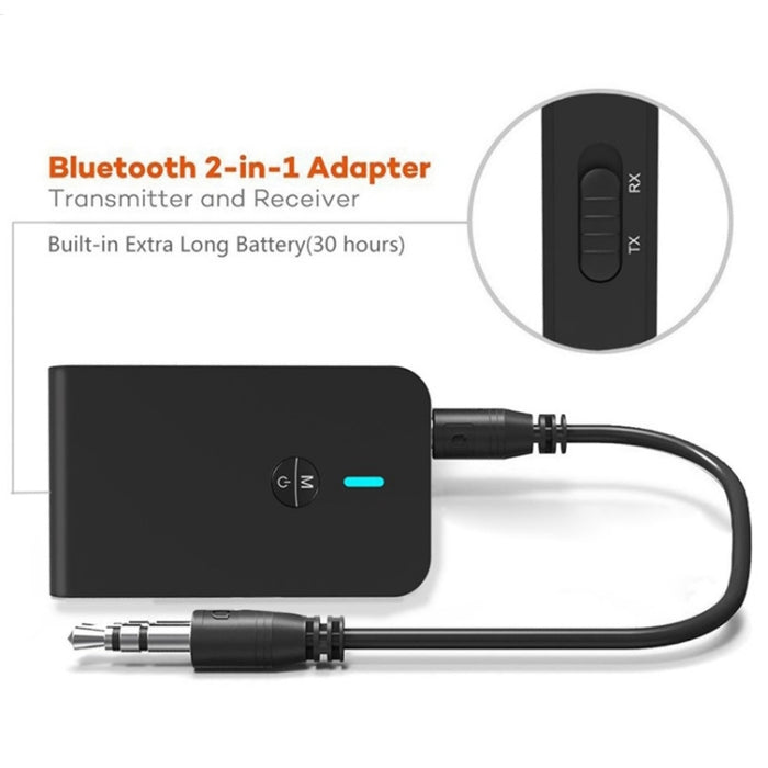 BT-6 Receptor y transmisor 2 en 1 Adaptador de audio Bluetooth 5.0