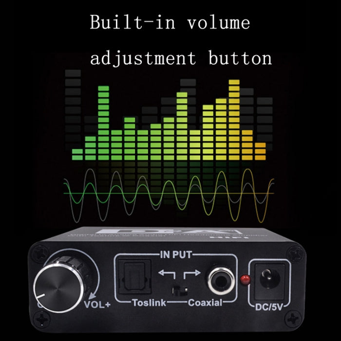 NK-C6 Convertidor de fibra óptica a audio analógico Volumen ajustable Decodificador digital a analógico