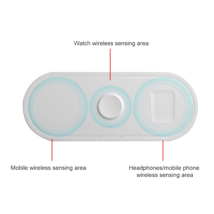 KT-W50A8 Cargador inalámbrico con soporte multifunción 3 en 1 de 10 W para iPhones / iWatch / AirPods