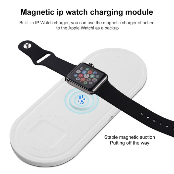 KT-W50A8 Cargador inalámbrico con soporte multifunción 3 en 1 de 10 W para iPhones / iWatch / AirPods