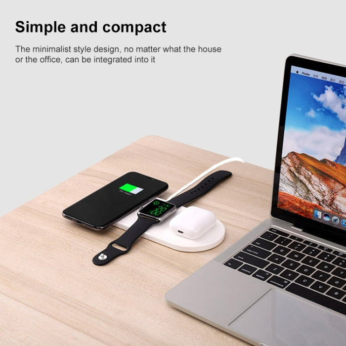 KT-W50A8 Cargador inalámbrico con soporte multifunción 3 en 1 de 10 W para iPhones / iWatch / AirPods