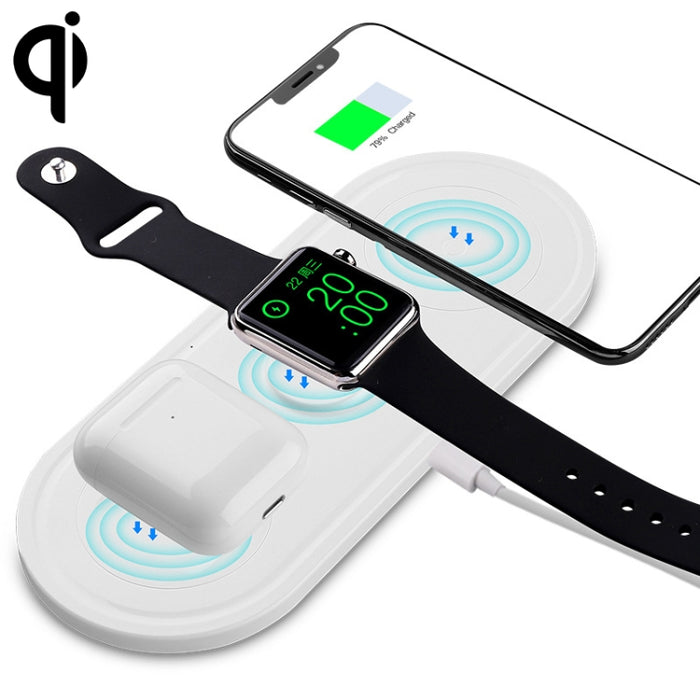KT-W50A8 Cargador inalámbrico con soporte multifunción 3 en 1 de 10 W para iPhones / iWatch / AirPods