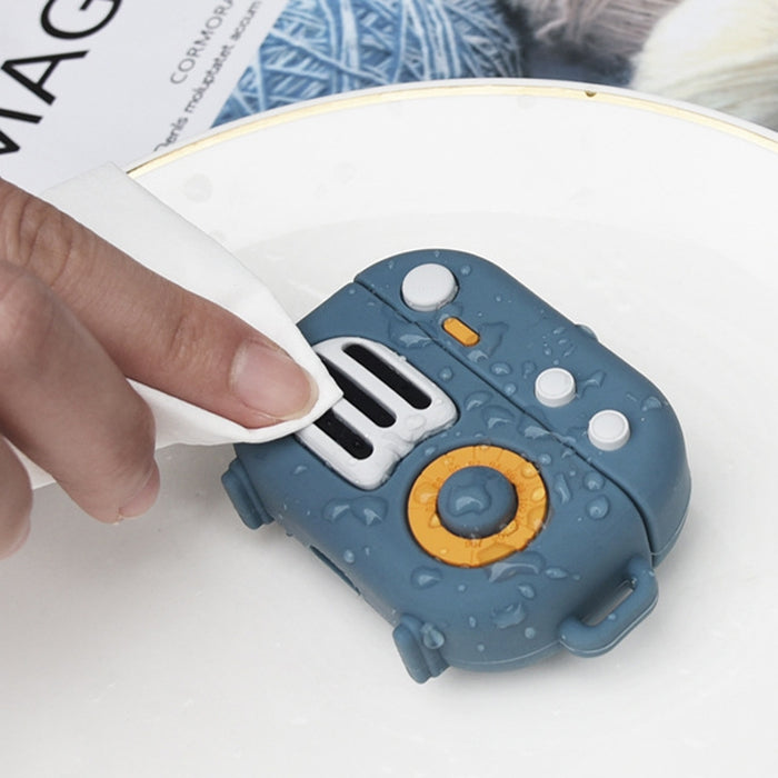 Funda protectora de silicona con forma de radio retro de 2 piezas para AirPods Pro