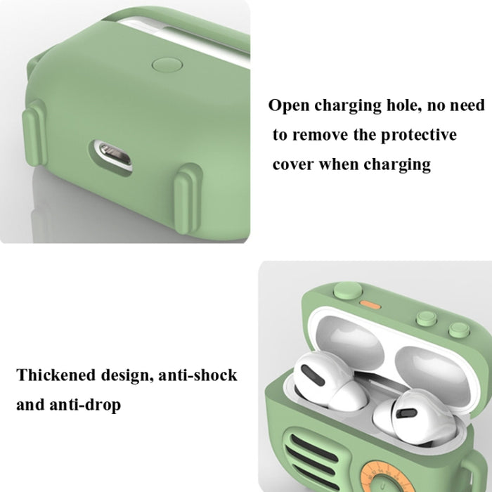 Funda protectora de silicona con forma de radio retro de 2 piezas para AirPods Pro