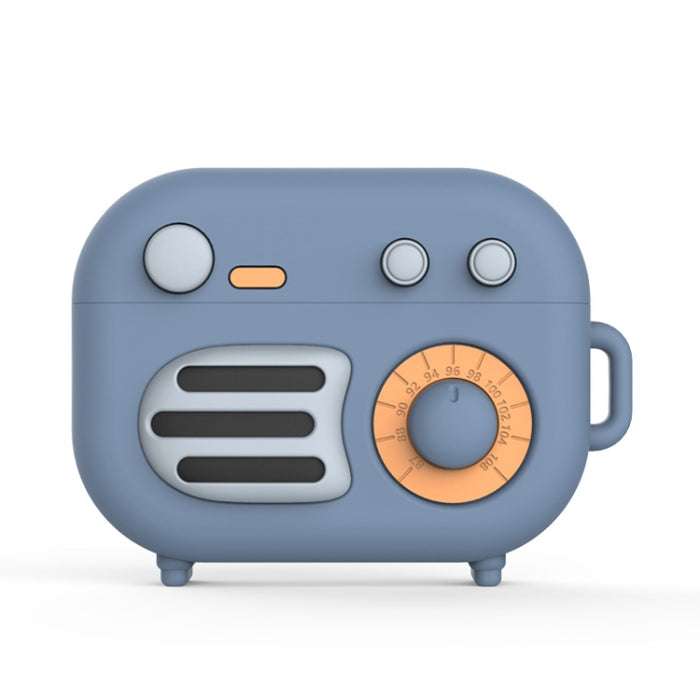 Funda protectora de silicona con forma de radio retro de 2 piezas para AirPods Pro
