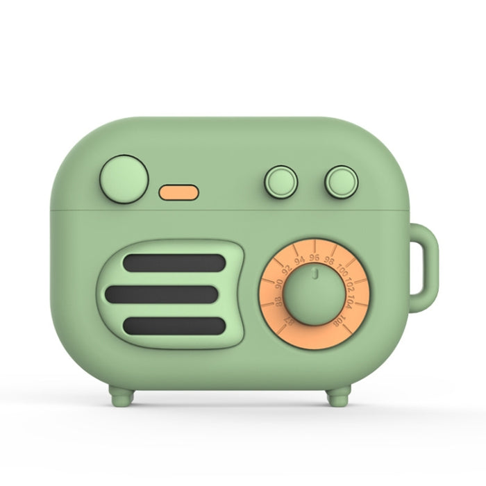 Funda protectora de silicona con forma de radio retro de 2 piezas para AirPods Pro