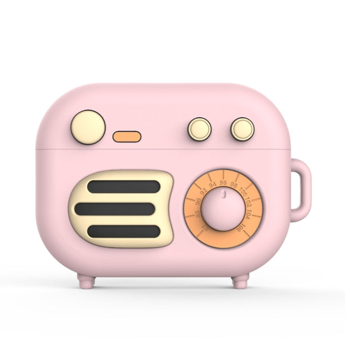 Funda protectora de silicona con forma de radio retro de 2 piezas para AirPods Pro