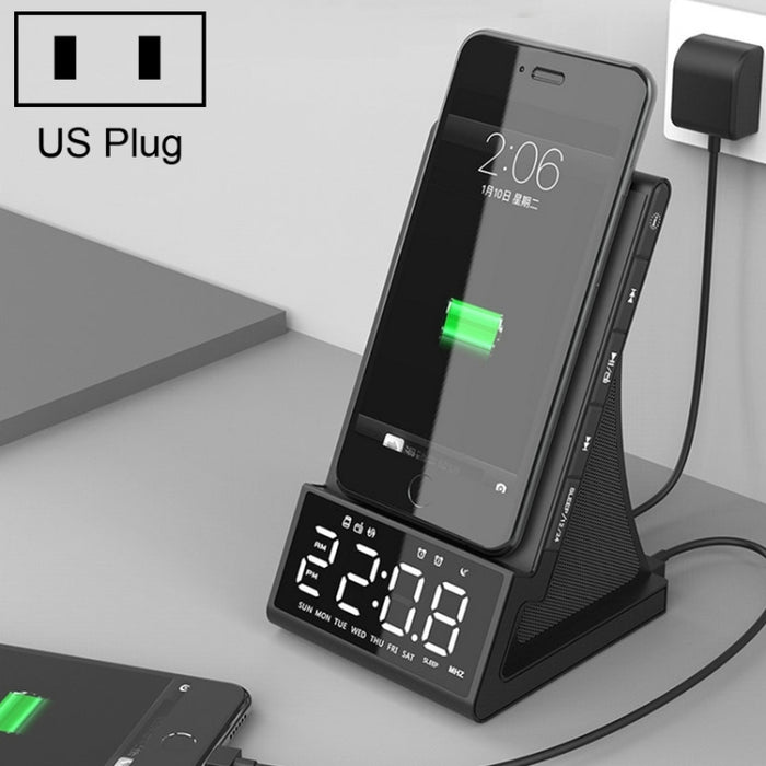 Altavoz Bluetooth de carga inalámbrica multifuncional X7 con despertador, radio y control remoto