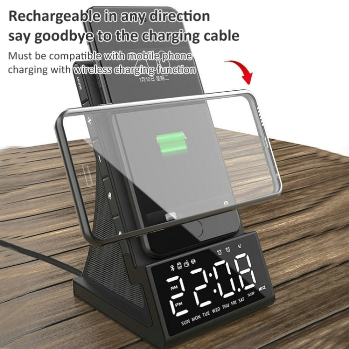 Altavoz Bluetooth de carga inalámbrica multifuncional X7 con despertador, radio y control remoto