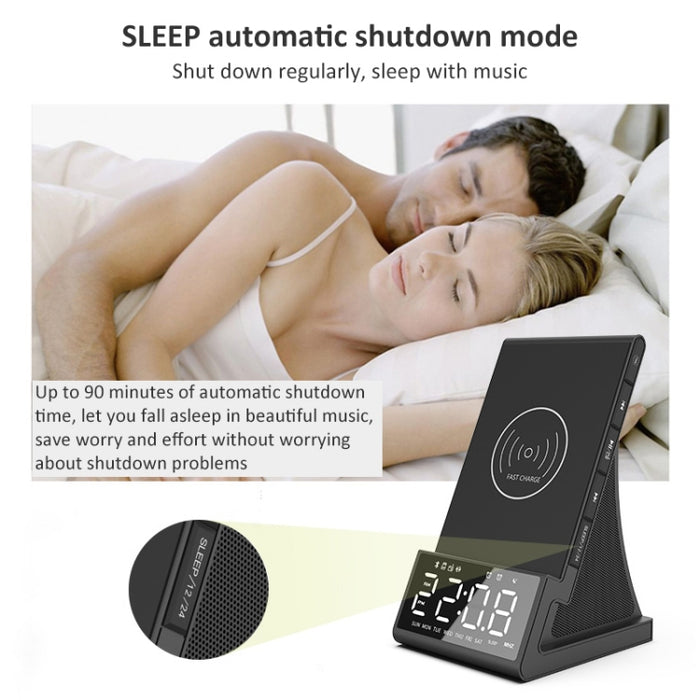 Altavoz Bluetooth de carga inalámbrica multifuncional X7 con despertador, radio y control remoto