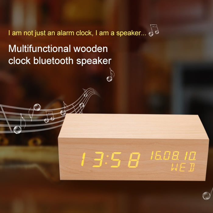 Altavoz Bluetooth con reloj de madera