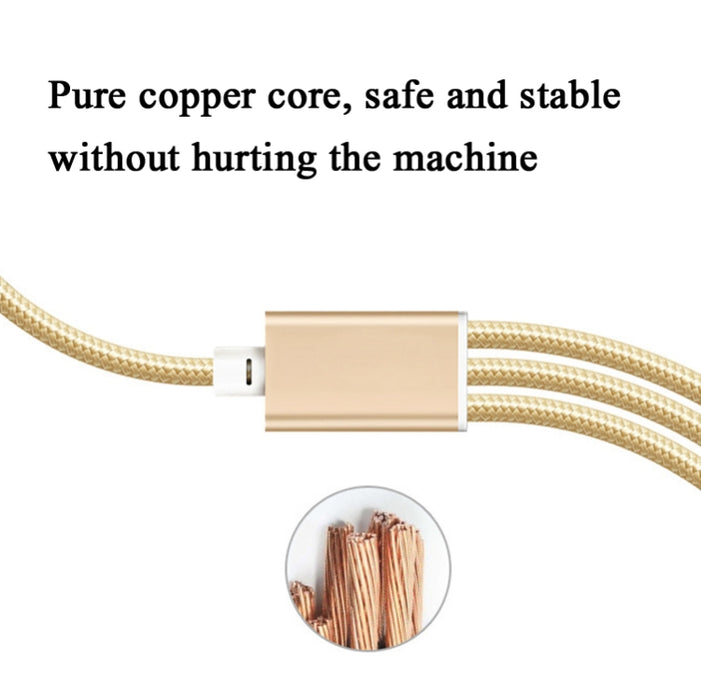 5 PCS 2A 3 en 1 USB a USB-C / Tipo-C + 8 pines + cable de datos trenzado micro USB