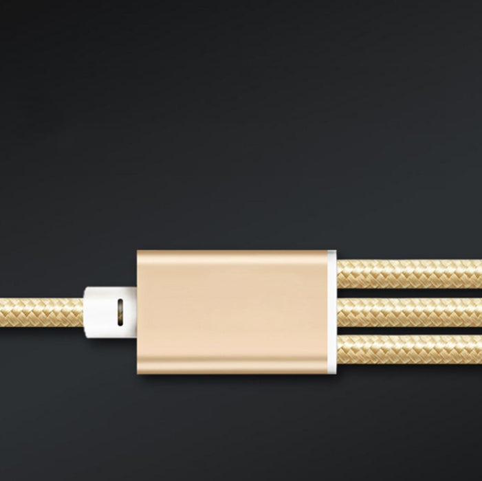 5 PCS 2A 3 en 1 USB a USB-C / Tipo-C + 8 pines + cable de datos trenzado micro USB