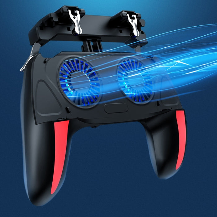 H10 4 en 1 Agarre de botón auxiliar de juego de Gamepad de enfriamiento de ventilador dual con función de soporte y banco de energía