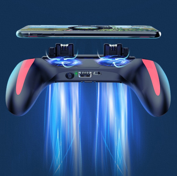 H10 4 en 1 Agarre de botón auxiliar de juego de Gamepad de enfriamiento de ventilador dual con función de soporte y banco de energía