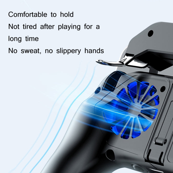H10 4 en 1 Agarre de botón auxiliar de juego de Gamepad de enfriamiento de ventilador dual con función de soporte y banco de energía