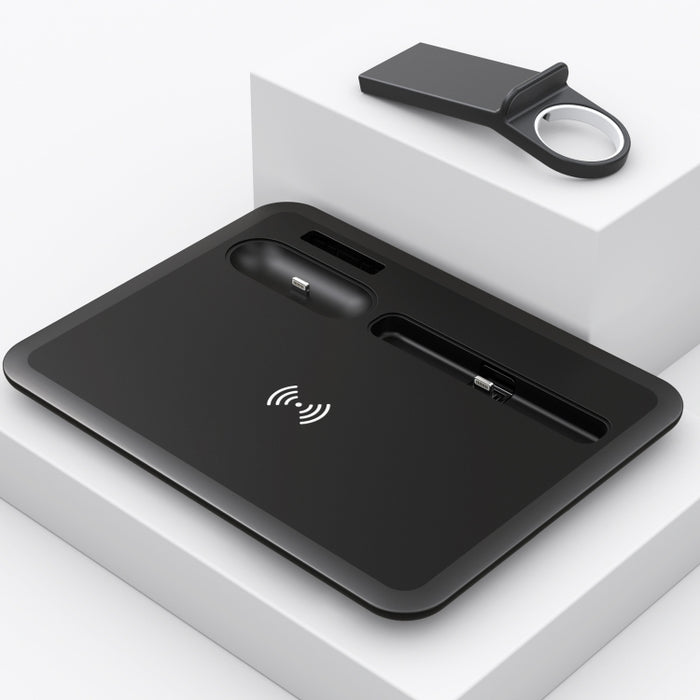 HQ-UD17 4 en 1 Base de carga del soporte del teléfono del cargador inalámbrico para iPhone, iWatch, AirPods y otros teléfonos Android