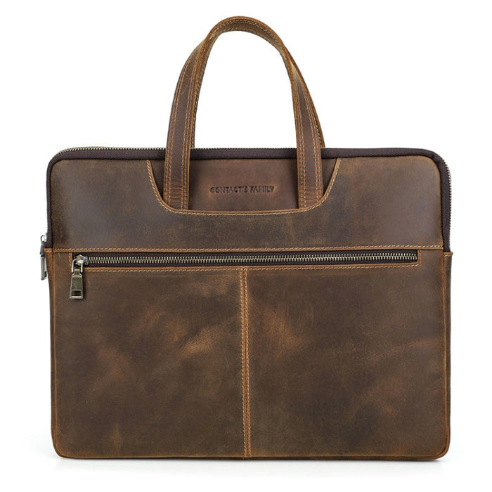 CONTACTOS FAMILY CF3010 Crazy Horse Leather Multifuncional Laptop Bolso para Macbook Pro 16 Pulgadas