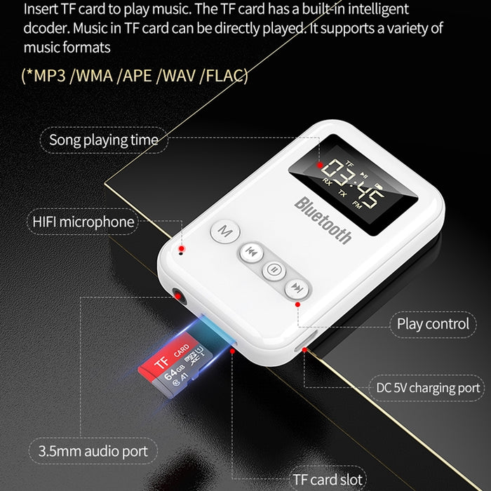 Bluetooth 5.0 Receptor Transmisor 2 en 1 Adaptador Ordenador Altavoz Coche FM