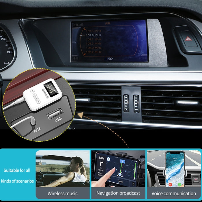 Bluetooth 5.0 Receptor Transmisor 2 en 1 Adaptador Ordenador Altavoz Coche FM