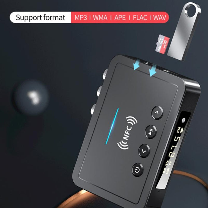 Receptor y transmisor M6 NFC Bluetooth 5.0 y adaptador FM 3 en 1