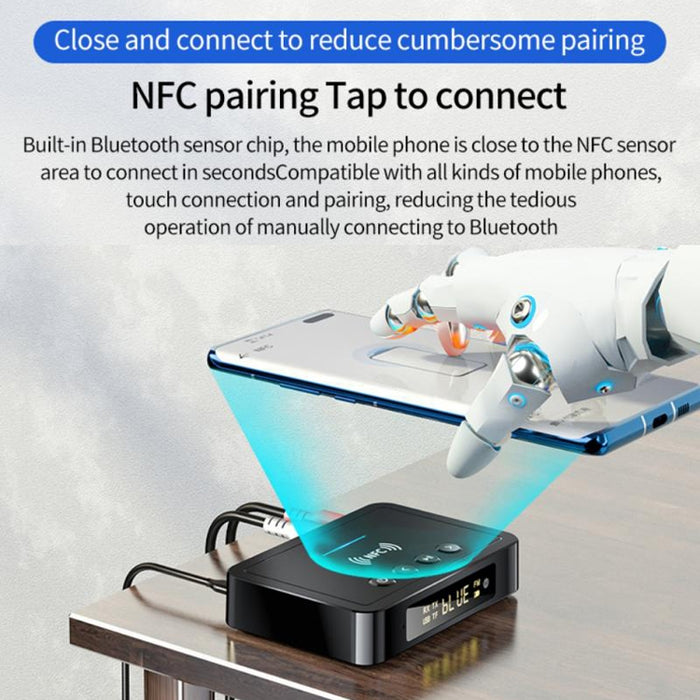 Receptor y transmisor M6 NFC Bluetooth 5.0 y adaptador FM 3 en 1