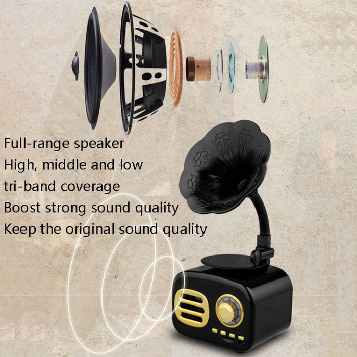 Ft-05 Mini reproductor de gramófono con altavoz Bluetooth retro inalámbrico