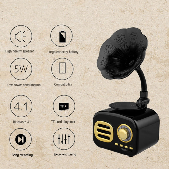 Ft-05 Mini reproductor de gramófono con altavoz Bluetooth retro inalámbrico
