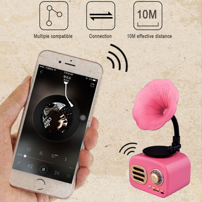 Ft-05 Mini reproductor de gramófono con altavoz Bluetooth retro inalámbrico