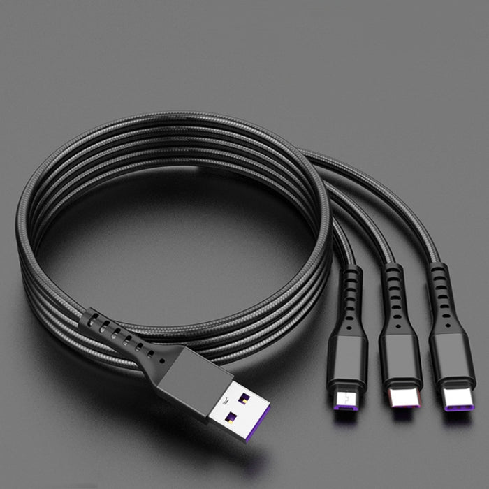 2 PCS ZZ034 USB a 8 pines + USB-C / Type-C + Micro USB 3 en 1 Cable de carga rápida, estilo:
