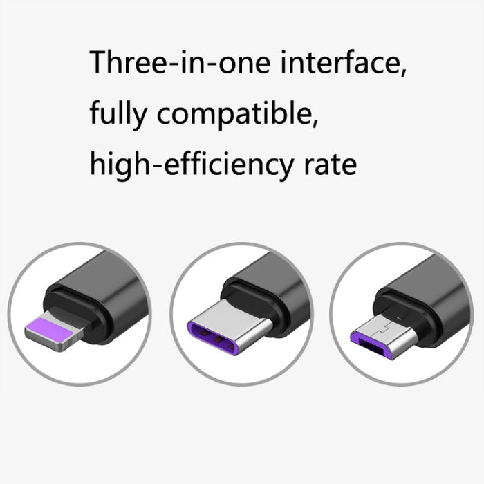 2 PCS ZZ034 USB a 8 pines + USB-C / Type-C + Micro USB 3 en 1 Cable de carga rápida, estilo: