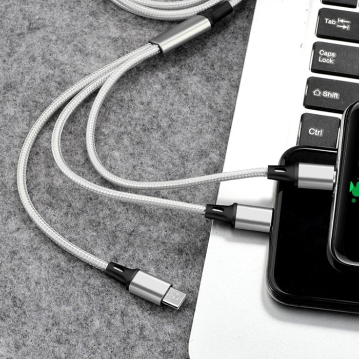 2 PCS ZZ034 USB a 8 pines + USB-C / Type-C + Micro USB 3 en 1 Cable de carga rápida, estilo: