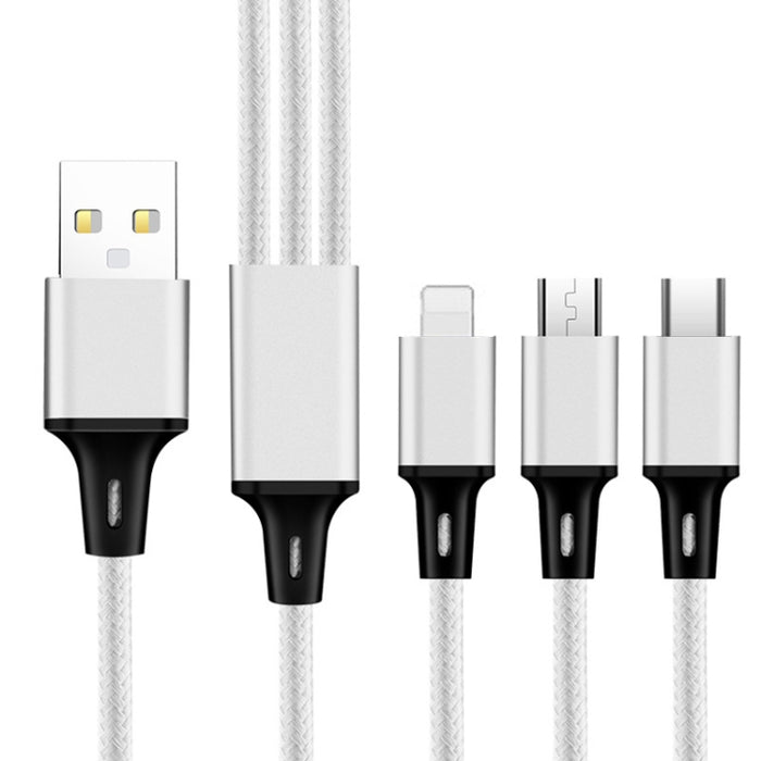 2 PCS ZZ034 USB a 8 pines + USB-C / Type-C + Micro USB 3 en 1 Cable de carga rápida, estilo: