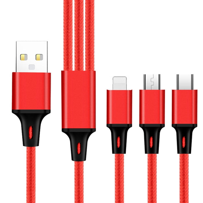 2 PCS ZZ034 USB a 8 pines + USB-C / Type-C + Micro USB 3 en 1 Cable de carga rápida, estilo: