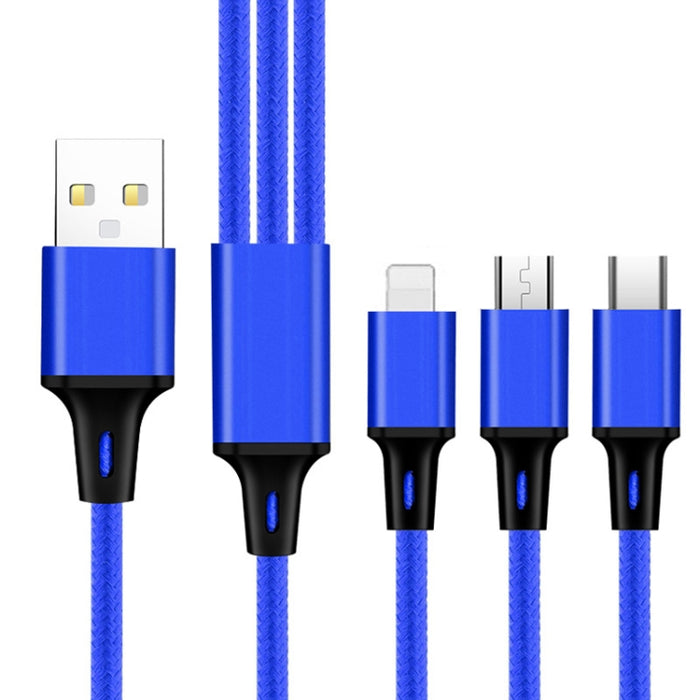 2 PCS ZZ034 USB a 8 pines + USB-C / Type-C + Micro USB 3 en 1 Cable de carga rápida, estilo: