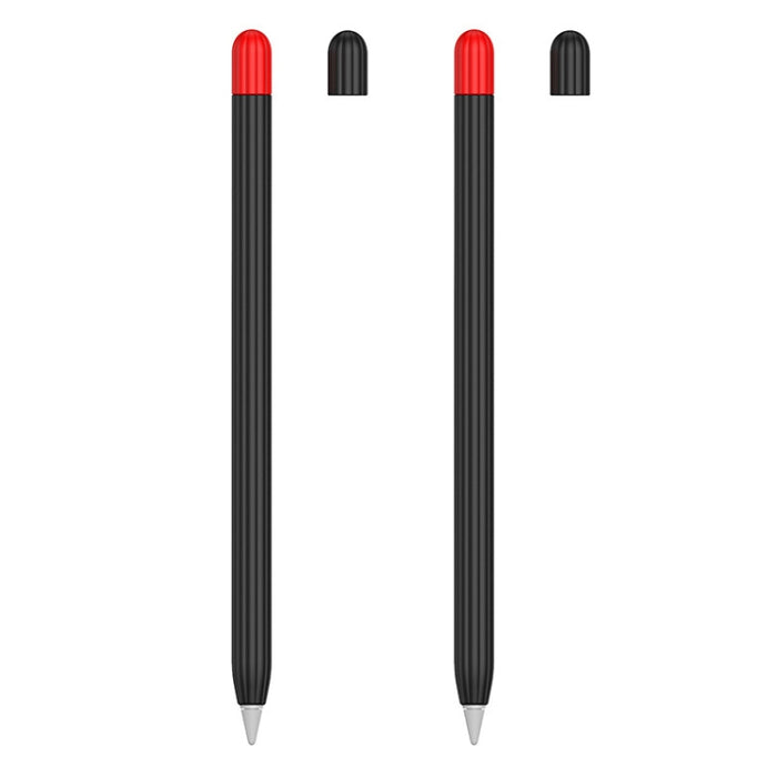 2 juegos 5 en 1 cubierta protectora de silicona Stylus + tapa de bolígrafo de dos colores + 2 estuches de plumín