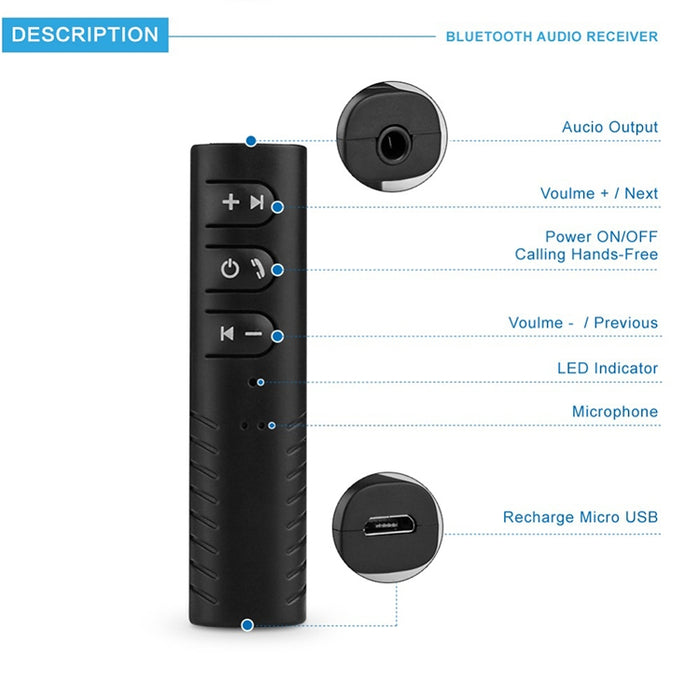Receptor de audio Bluetooth Lavalier de 3,5 mm con adaptador de metal